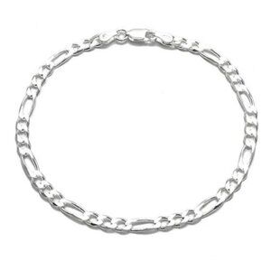 TIMELESS STERLING SILVER FIGARO CHAIN BRACELET IN 3.5MM (GAUGE 100) WIDTH